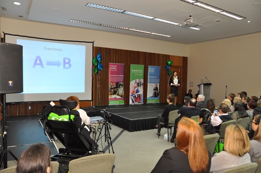 View from audience of Laura Hartman's presentation